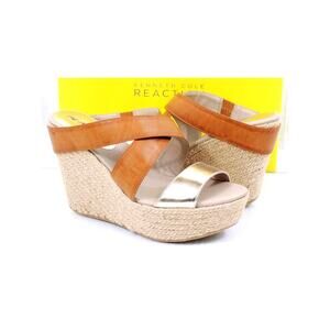 Kenneth Cole Reaction Oscar Rent Her Platform Wedge Sandals Light Gold Size 10